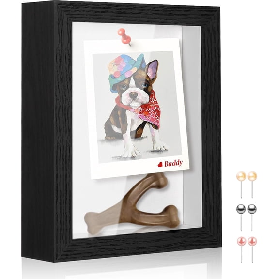 AUR 5x7 Shadow Box Picture Frame Display Case with Soft Linen Back-Thickened Panel,Small Mini Black Deep Shadow Box Frame 5x7 for Insect Medal Display Pet Photo Memorial Flower Craft