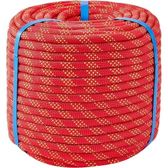 AUR 7/16 Inch 150ft Double Braided Polyester Arborist Rope, Heavy Duty Nylon Rope for Anchor, Tree Work, Cargo, Pulling, Sailing(Red)
