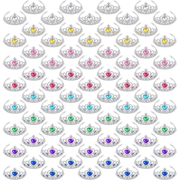AUR 72 Pcs Tiara Crown Set for Kids Princess Crown Dress up Costume Accessories Plastic Princess Jewelry Toys Party Favor for Girls Women Kids(Assorted Color)