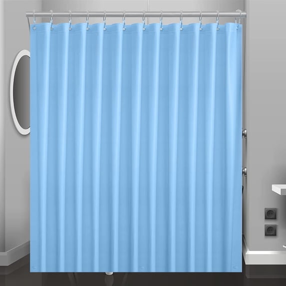 AUR Baby Blue Plastic Shower Curtain Or Liner, 72x72 Inch Lightweight Cream Blue Plastic Bathroom Shower Showroom Inner Curtain with Rustproof Metal Grommet Holes and Weighted Magnets