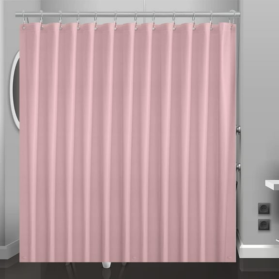 AUR Baby Pink Plastic Shower Curtain Or Liner, 72x72 Inch Lightweight Light Pink Plastic Bathroom Shower Showroom Inner Curtain with Rustproof Metal Grommet Holes and Weighted Magnets