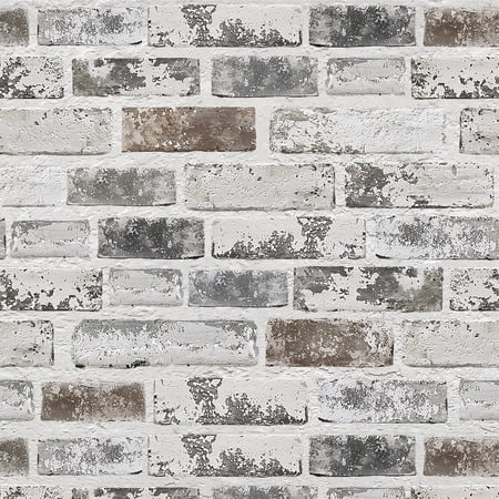 AUR Brick Wallpaper Peel and Stick Wallpaper17.3"x78.8"Grey and White 3D Brick Wallpapers Self Adhesive Vintage Wall Paper Removable Textured Contact Paper for Fireplace Kitchen Home Decoration Vinyl