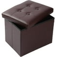 thumbnail image 1 of AUR Brown Leather Storage Ottoman Footrest Stool, 17x13x13inches, Modern Style, 1 of 15