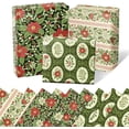 thumbnail image 1 of AUR Christmas Floral Wrapping Paper 6 Sheets for Girls Women, Vintage Red & Green Poinsettia Design, Folded Flat for Holiday Party 19.7" x 27.5" Per Sheet, 1 of 17