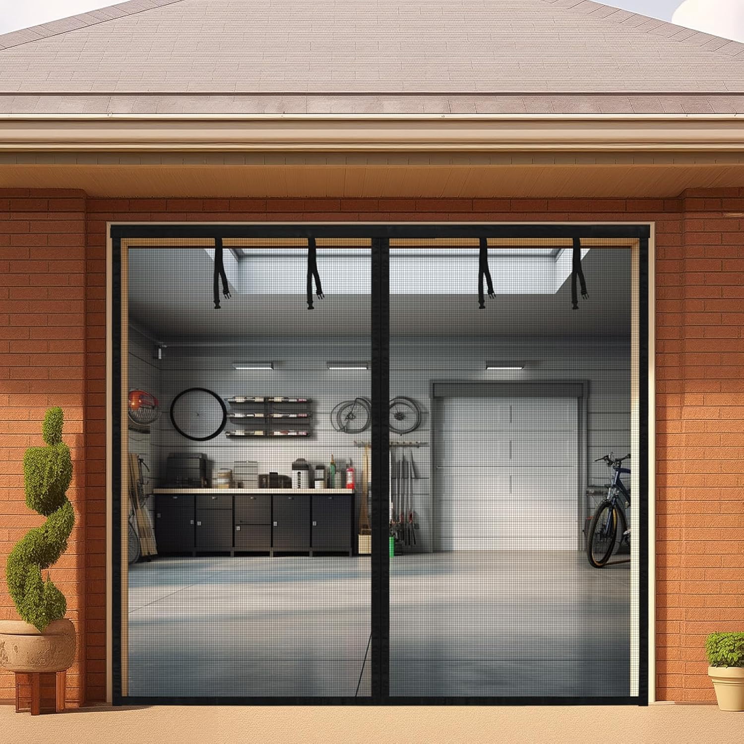 Retractable Closure AUR Garage Door Screen 9x8 Ft: Heavy Duty Magnetic Closure Garage ...