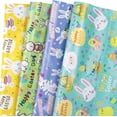 thumbnail image 1 of AUR Happy Easter Wrapping Paper Sheet, Easter Bunny, Egg, Blooming Spring Flowers & Lamb Design for Kids, Boys, Girls, 27.5 x 19.6 inches Per Sheet, 1 of 16