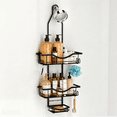 thumbnail image 1 of AUR Over Shower Head Shower Caddy, Adjustable Hanging Bathroom Organizer, Rustproof Anti-Swing Storage Shelf with Hooks and Soap Holder, Large Capacity, Black, 1 of 10
