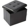 thumbnail image 1 of AUR Storage Ottoman Footrest Stool Small Ottoman with Storage Foldable Ottoman Leather Foot Rest Footstool Bench for Living Room 17x13x13inches Black, 1 of 14