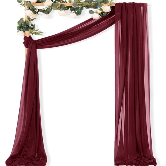 AUR Wedding Arch Draping Fabric, Sheer Backdrop Curtain, Extra Long Gauze Drapes Airy Design, 1 Panel 29 in x 20 ft, for Wedding Bridal Shower Ceiling Decor, Burgundy Gauze