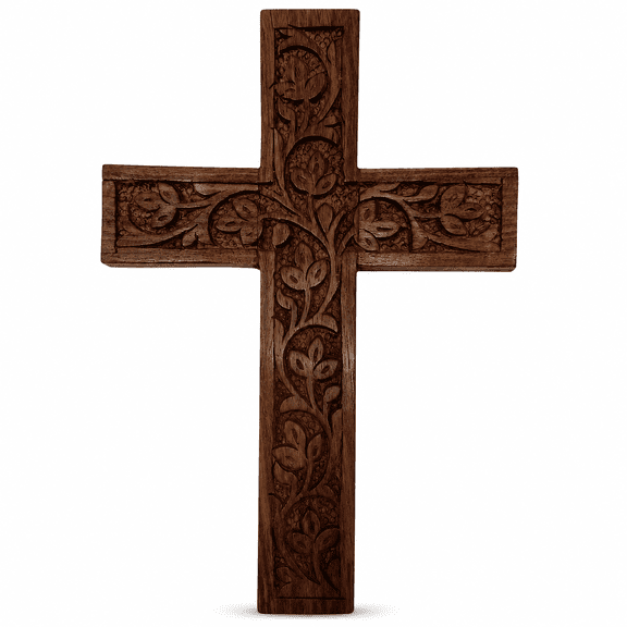 AUR Wooden Wall Cross, Catholic Christ Crucifix, Wall Mounted Hanging Cross Decor, 6 x 4 Inch 1 Pack, for Home Church Chapel Decoration, Rosewood