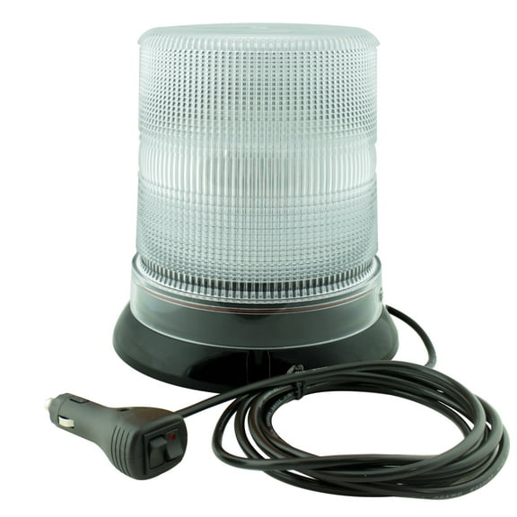 AURA 7" 12W LED Beacon Warning Strobe Light [SAE Class 1] [38 Flash/Rotate Patterns] [9' Cigarette Lighter Adapter] Warning Emergency Vehicle Lights for Cars & Trucks - White