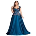 thumbnail image 1 of AURA Evening Dress Sequin Embroidered Square Neck Party Gold Slim Fit Long Dress Plus Size, 1 of 7
