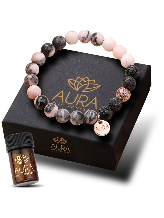 Lava Rock Bracelet with Lavender Essential oil in a GIFT Box, Relaxation Gift for Women