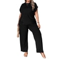 thumbnail image 1 of AURA Plus Size 1XL 2XL 3XL Women Two Piece Set Casual Loose T Shirt Wide Leg Pants Outfit Summer, 1 of 8