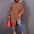 thumbnail image 1 of AURA Plus Size Chiffon Maxi Dress Half High Neck Long Sleeve Loose Fit Irregular Hem Elegant Summer Dress, 1 of 9