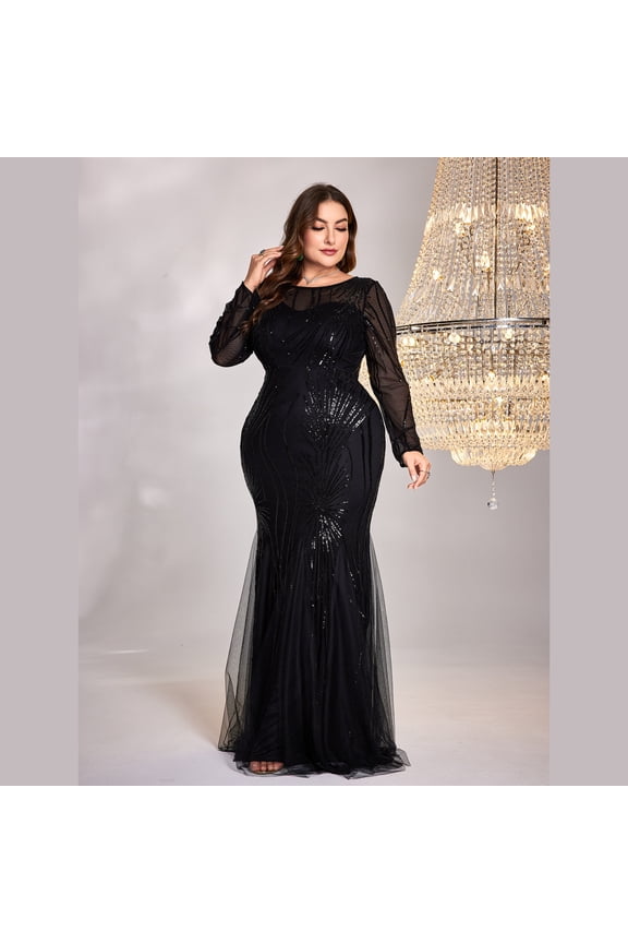 Plus Size Dress Slim Fit with Zipper for Party and Evening Wear 0XL–4XL