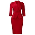 thumbnail image 1 of AURA Plus Size Elegant African Bodycon Midi Dress Large Lapel Three Quarter Sleeve High Waist Work Office Dress, 1 of 10