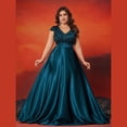 thumbnail image 1 of AURA Plus Size Evening Dress Deep V-Neck Sleeveless A-Line Party Wear Long Dress, 1 of 6