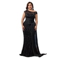 thumbnail image 1 of AURA Plus Size Evening Dress Sequin V Neck Sleeveless Party Long Slim Fit Polyester Summer, 1 of 8