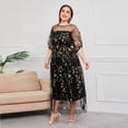thumbnail image 1 of AURA Plus Size French Hepburn Lace Mesh Maxi Dress Elegant Embroidered Party Gown, 1 of 7