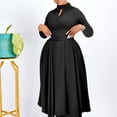 thumbnail image 1 of AURA Plus Size High Neck Beaded Swing Midi Dress Elegant Long Sleeve High Waist African Style, 1 of 9