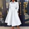 thumbnail image 1 of AURA Plus Size Lapel A Line Midi Dress Long Sleeve Button Front Belted High Waist Large Swing Elegant Fall Dress, 1 of 9