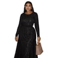 thumbnail image 1 of AURA Plus Size Long Sleeve Maxi Dress Women Elegant A Line Fall Casual Party Dress, 1 of 7
