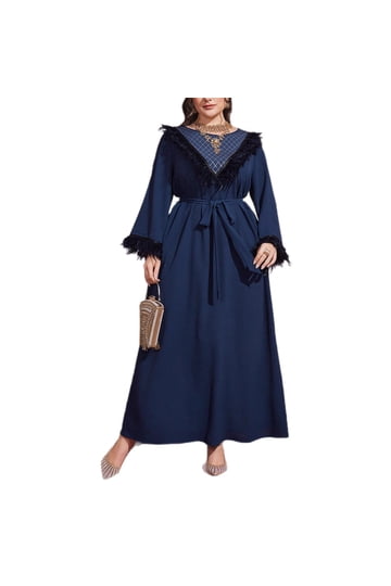 knee length dresses for ladies V-Neck Belted Maxi Dress