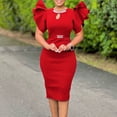 thumbnail image 1 of AURA Plus Size Midi Bodycon Dress Round Neck Ruffle Sleeve Rhinestone Hollow High Waist Elegant Party Dress, 1 of 8