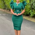 thumbnail image 1 of AURA Plus Size Midi Bodycon Dress Round Neck Ruffle Sleeve Rhinestone Hollow High Waist Elegant Party Dress, 1 of 8