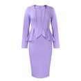 thumbnail image 1 of AURA Plus Size Pencil Dress Square Neck Ruffle Detail Long Sleeve High Waist Midi S-XXXL, 1 of 8