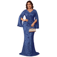 thumbnail image 1 of AURA Plus Size Sequin Evening Dress Long Sleeve Mermaid Formal Party Gown 0XL-4XL, 1 of 7