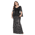 thumbnail image 1 of AURA Plus Size Sequin Round Neck Evening Gown Long Sleeve Elegant Slim Fit Formal Party Maxi Dress, 1 of 7