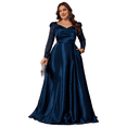thumbnail image 1 of AURA Plus Size Sequin V Neck Evening Gown Long Sleeve Elegant A Line Formal Cocktail Party Maxi Dress, 1 of 7