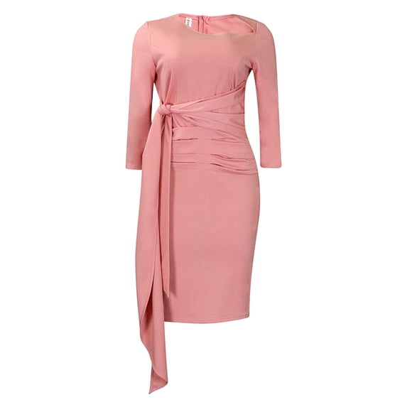 AURA Plus Size Summer Office Pencil Midi Dress Three Quarter Sleeve Pleated Professional African Elegant Work Dress