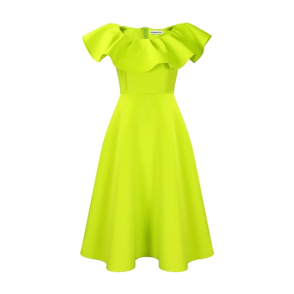 AURA Plus Size Summer Ruffle Sleeve High Waist Maxi Swing Dress Elegant Banquet Party Dress XL XXXL