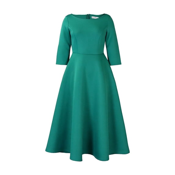 AURA Plus Size Summer Solid Color A Line Swing Dress Elegant High Waist Midi Evening Dress XL XXXL