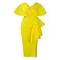thumbnail image 1 of AURA Plus Size Summer V Neck Ruffle Evening Dress Elegant High Waist Beaded Banquet Party Gown XL XXXL, 1 of 10