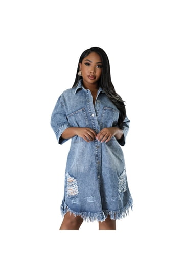 white christmas dresses Plus Size Side Fringe Strapless Denim Jumpsuit main image 1