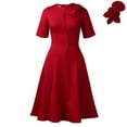 thumbnail image 1 of AURA Plus Size Women 2026 Summer Round Neck High Waist Elegant A Line Midi Dress, 1 of 10