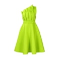thumbnail image 1 of AURA Plus Size Women Off Shoulder High Waist Pleated A Line Midi Banquet Party Dress, 1 of 9