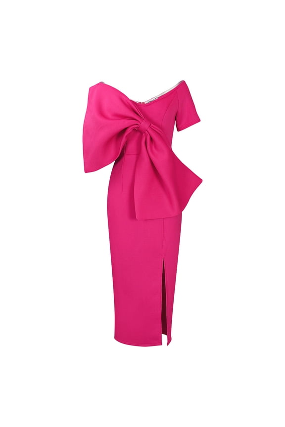 Plus Size Women Sexy V Neck Big Bow High Waist Split Maxi Party Dress Elegant Bodycon Evening Gown