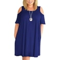thumbnail image 1 of AURA Plus Size Women Summer A Line Dress Loose Round Neck Off Shoulder Casual Dress L 9XL, 1 of 4
