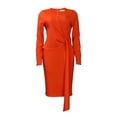 thumbnail image 1 of AURA Plus Size Women V Neck Long Sleeve High Waist Pencil Midi Dress Elegant Office Party Outfit, 1 of 9
