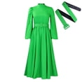 thumbnail image 1 of AURA Plus Size Women Winter Half High Collar Long Sleeve Waist Belt Swing Midi Dress Elegant Slim Fit Gown, 1 of 10