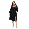 thumbnail image 1 of AURA Women Long Sleeve Knit Maxi Dress A Line Elegant Fall 2025 Black 1XL-3XL, 1 of 5