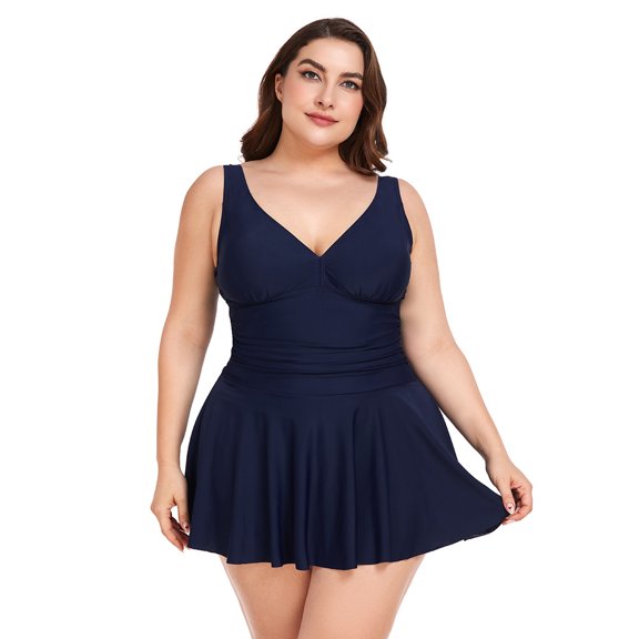 AURA Women One Piece Tummy Control Swimsuit Plus Size L 4XL Modest Swimwear