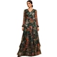 thumbnail image 1 of AURA Women Plus Size Floral Maxi Dress V Neck High Waist Long Sleeve Elegant Dress, 1 of 10