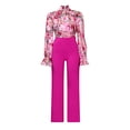 thumbnail image 1 of AURA Women Plus Size Floral Printed Two Piece Set Long Sleeve Shirt Wide Leg Pants Autumn Winter Outfit, 1 of 9