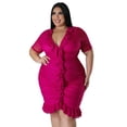 thumbnail image 1 of AURA Women Plus Size Mesh Layered V Neck Dress Sexy A Line Midi Summer Vacation Dress, 1 of 6